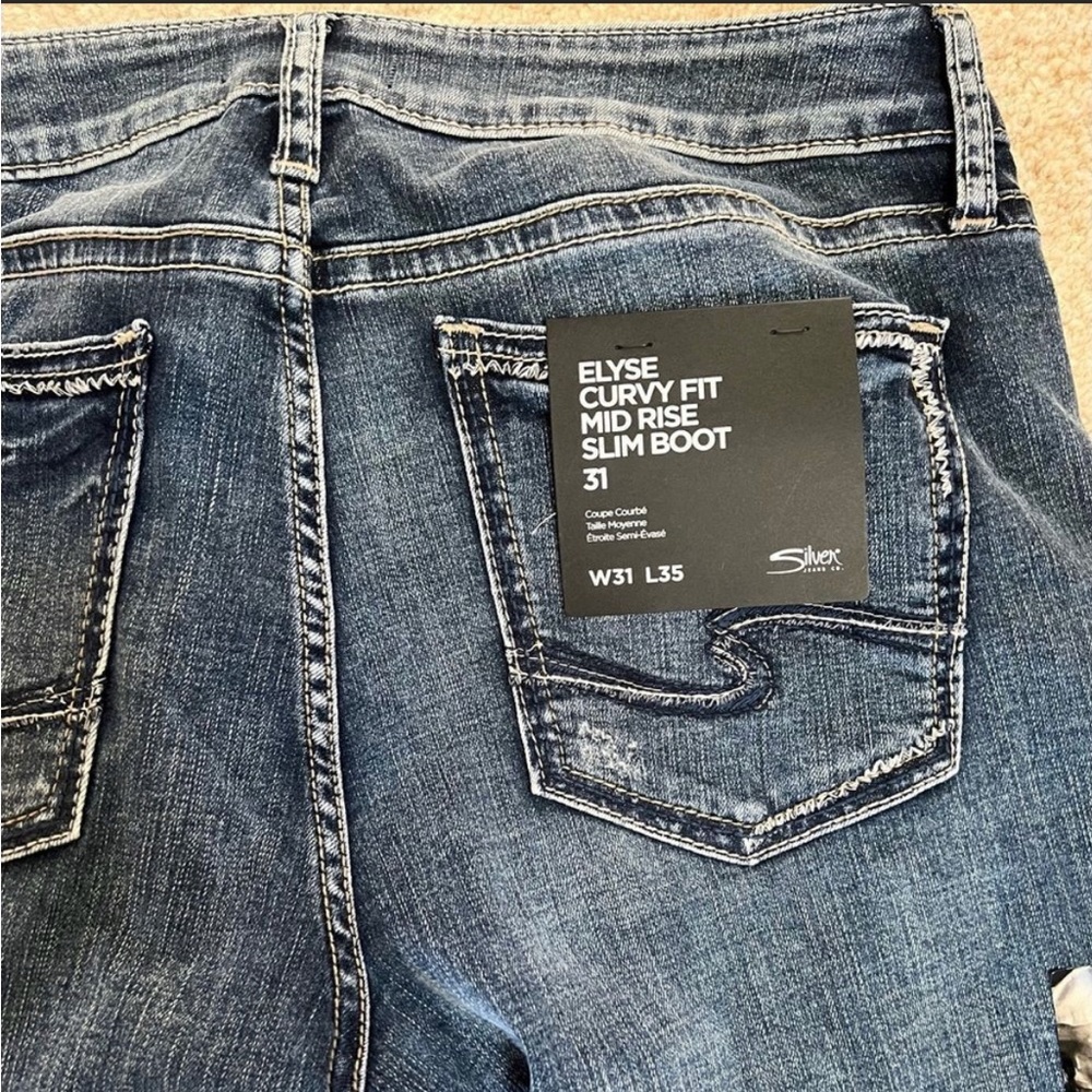 Silver Jeans Elyse Curvy Fit Mid Rise Slim Bootcut Jeans Size W31 L35